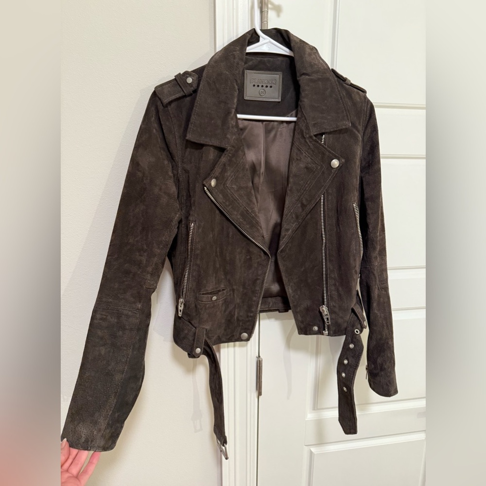 Blank NYC Suede Moto Jacket Charcoal Size Medium